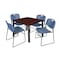 Kee/Zeng Square Mahogy. Table/4 Blue Chairs, Square, 36", 36" W, 29" H, Mahogany TB3636MHBPBK44BE - alternate 1